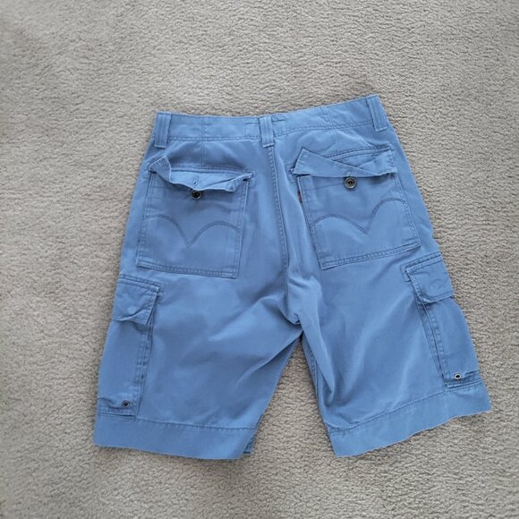Levi's 32" Mens Cargo Shorts Blue 100% Cotton Flap Pockets Made in Egypt GUC - Picture 2 of 6